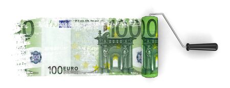 Paint roller and euro の写真素材