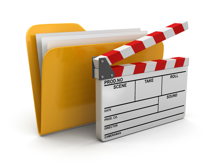 Folder and lists with Opened Clapboard 