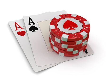 chips of casino and aces 