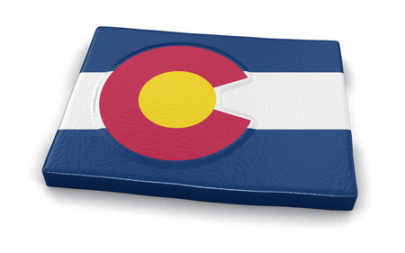 Map of Colorado state with flagの写真素材