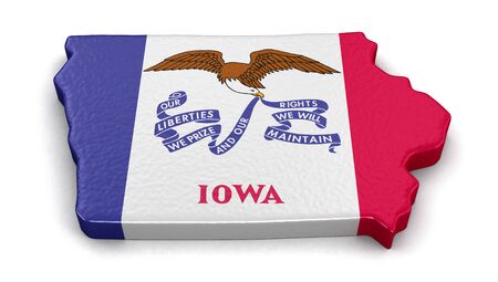 Map of Iowa state with flag. の写真素材