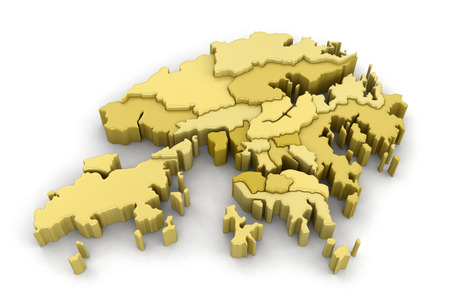 Map of Hong Kong. Image with clipping path.の写真素材