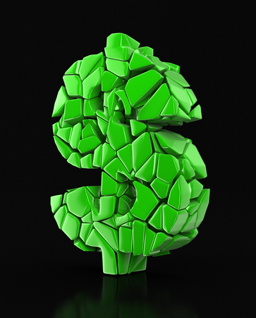 Dollar falls apart clipping path includedの写真素材