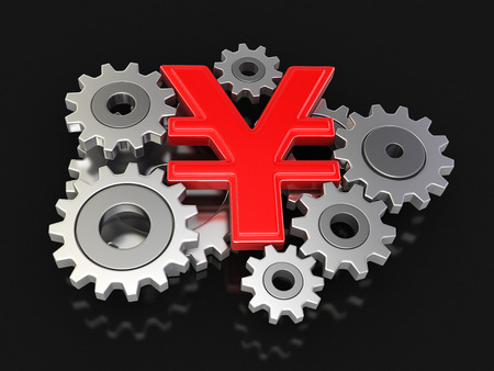 Cogwheel Yen clipping path includedの写真素材