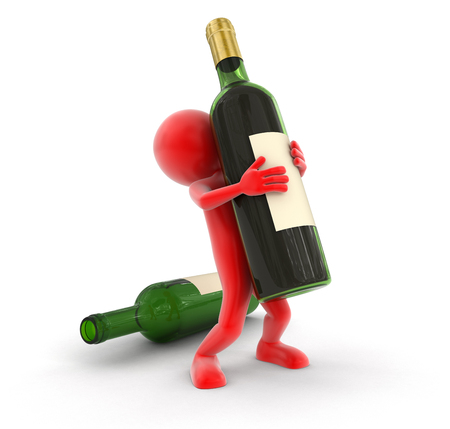 Man and bottle clipping path includedの写真素材