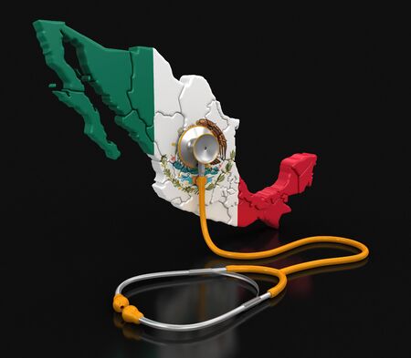 Map of Mexico with Stethoscope clipping path includedの写真素材