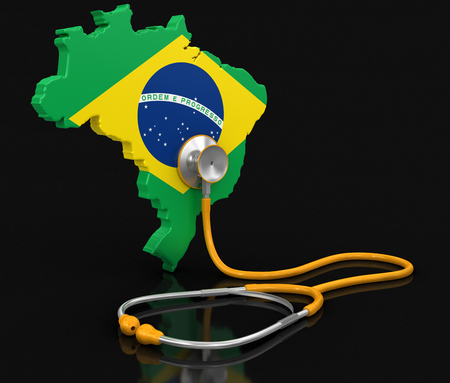 Map of Brazil with Stethoscope. Image with clipping path.の写真素材