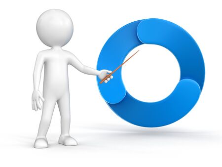 Man and Circular Graph clipping path includedの写真素材