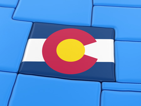 Map of Colorado state with flagの写真素材