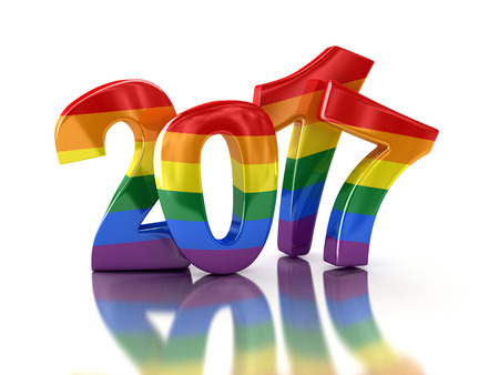 Gay Pride Color New Year 2017. Image with clipping path.