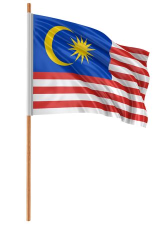 3D flag of Malaysia with fabric surface texture. White background.の写真素材