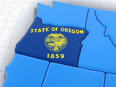Map of Oregon state with flag.の写真素材