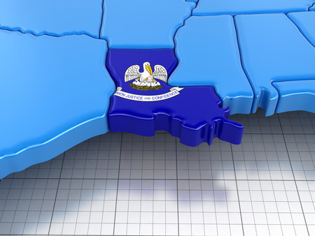 Map of Louisiana state with flag.の写真素材