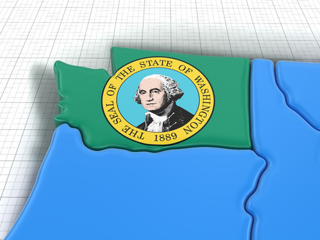 Map of Washington state with flag.の写真素材