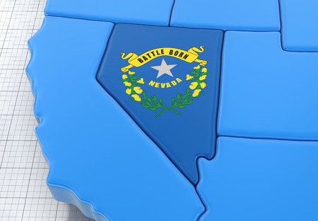 Map of Nevada state with flag. Image with clipping path.の写真素材