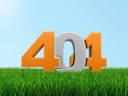 Text 404 on grass. Image with clipping path