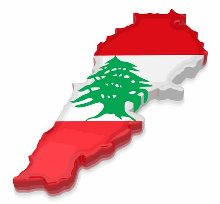 Map of Lebanon. 3d render Image. Image with clipping pathのイラスト素材