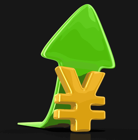 Yen sign with arrow up. Image with clipping pathのイラスト素材