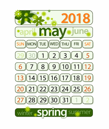 Calendar - may 2018 (clipping path included)のイラスト素材