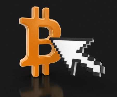 Cursor and Bitcoin sign.の写真素材