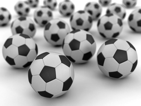 Pile of Soccer footballs. Image with clipping pathの写真素材