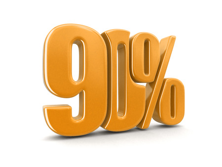 Sign 90%. Image with clipping path
