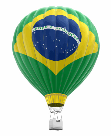 Hot Air Balloon with Brazilian Flag. Image with clipping pathのイラスト素材