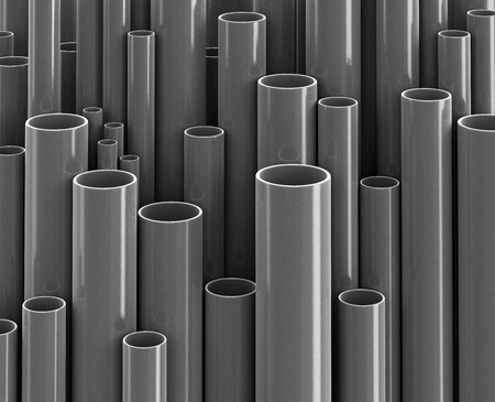 Plastic pipes of gray colorの写真素材