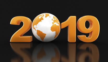 Globe with 2019. Image with clipping path.の写真素材
