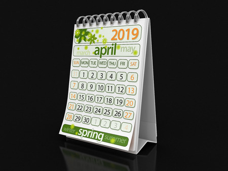 Calendar - April 2019 (clipping path included)の写真素材