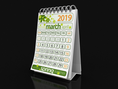 Calendar - March 2019 (clipping path included)の写真素材