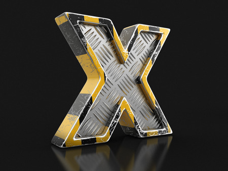 Yellow striped metallic font - letter X.の写真素材