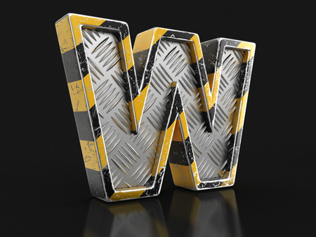 Yellow striped metallic font - letter W.の写真素材