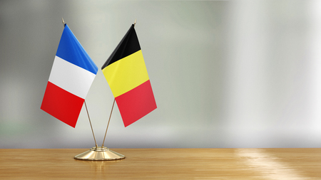French and Belgian flag pairの写真素材