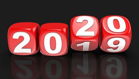 Dices with 2020. Image with clipping path.の写真素材