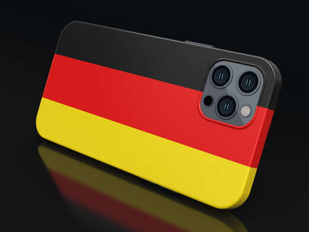 Smartphone with German flag on black (  included)の写真素材