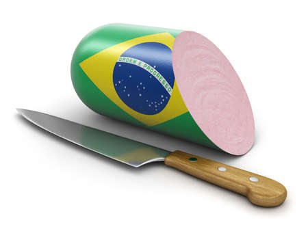 Sausage with Brazilian flag on white (  included)の写真素材