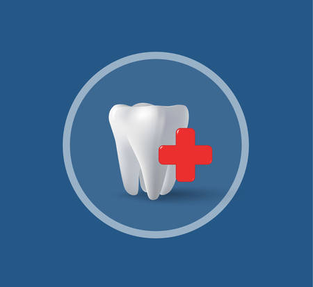 Three-dimensional tooth and cross in a circleのイラスト素材