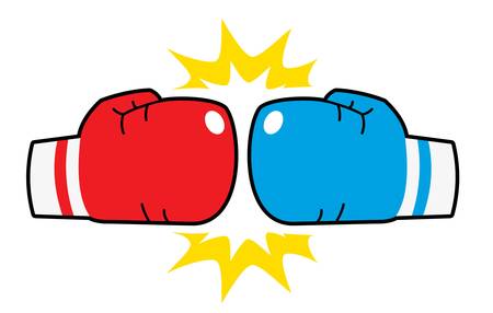 boxing gloves hit, red and blueのイラスト素材