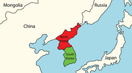 North and South Korea map with surrounding countries.のイラスト素材
