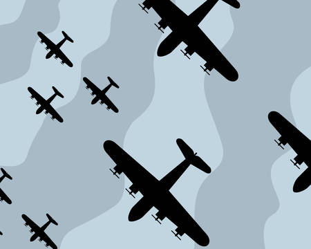 Old bombers airplane in formationのイラスト素材