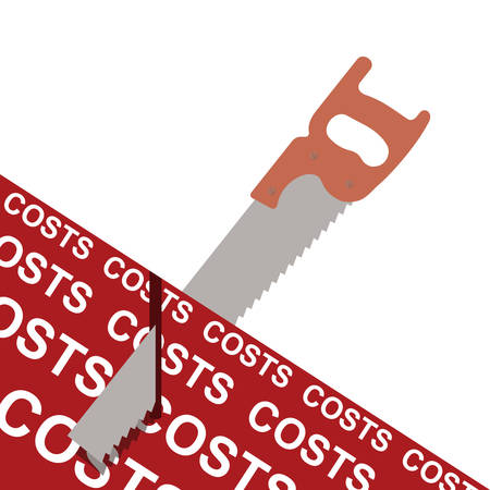 Hand saw cutting costs conceptのイラスト素材