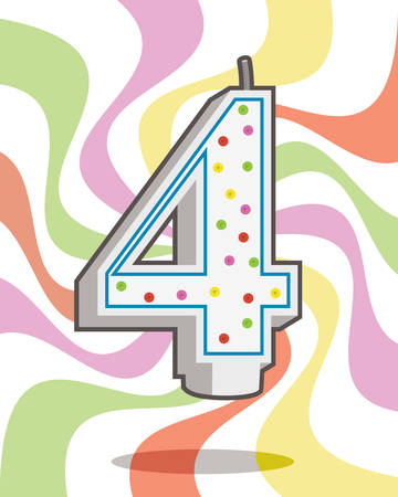 Colorful number 4 birthday candle.のイラスト素材
