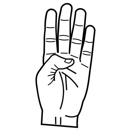 Number four hand sign.のイラスト素材