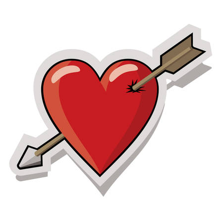 Red heart pierced by arrowのイラスト素材