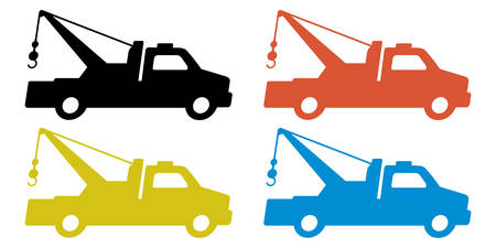 Towing truck silhouette setのイラスト素材