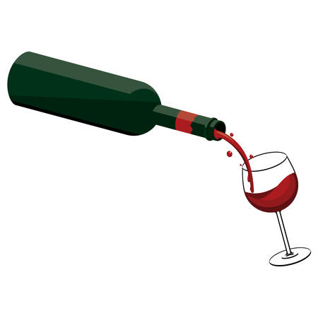 Pouring wine from bottle to glassのイラスト素材