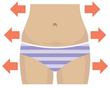 weight gain, waist and bellyのイラスト素材