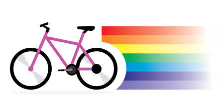 A pink bicycle with rainbow on white background.のイラスト素材
