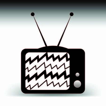 Old TV with antennas cartoon concept, signal with noiseのイラスト素材